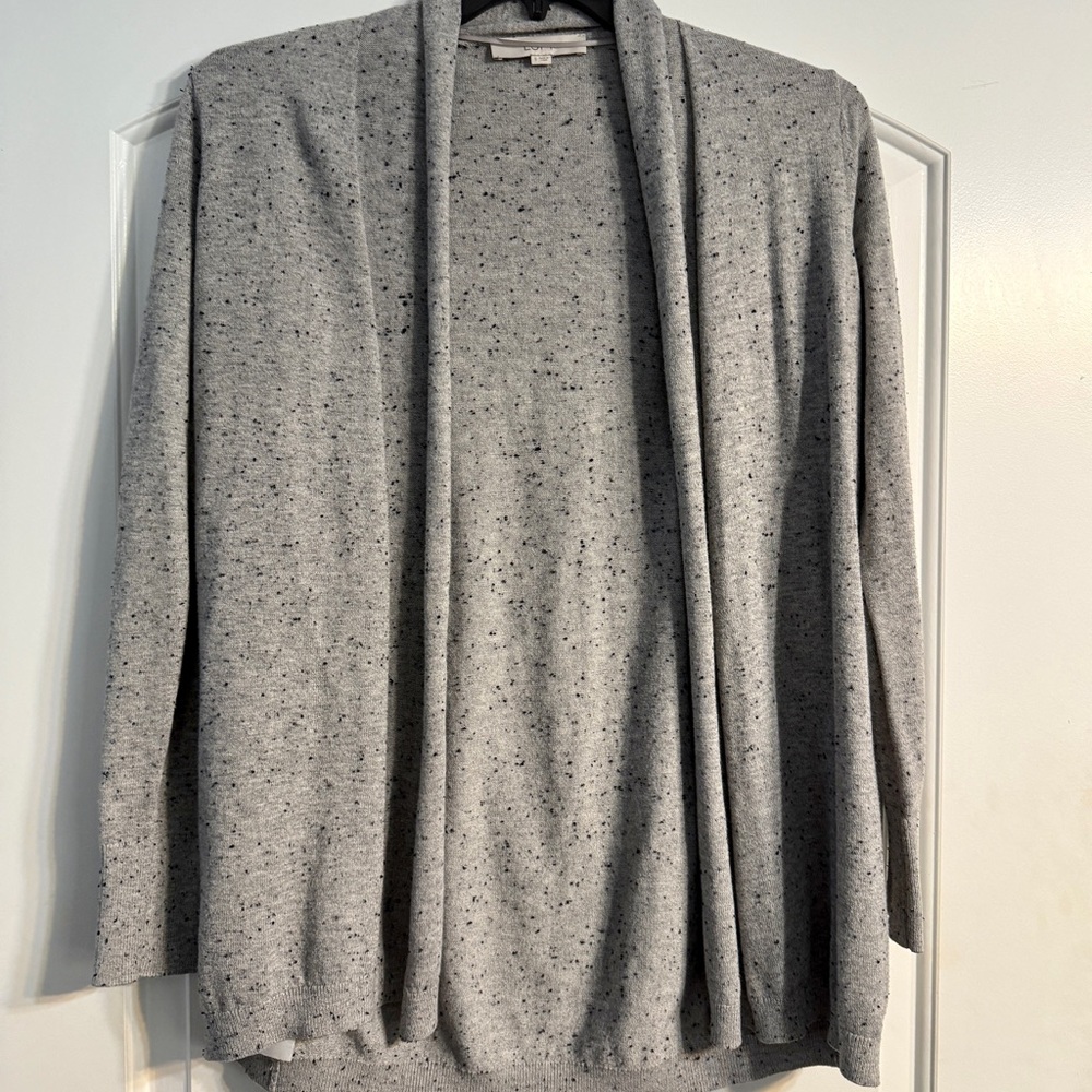 LOFT Cardigan Womens Small Grey Excellent Speckled Open Front Knit Sweater
